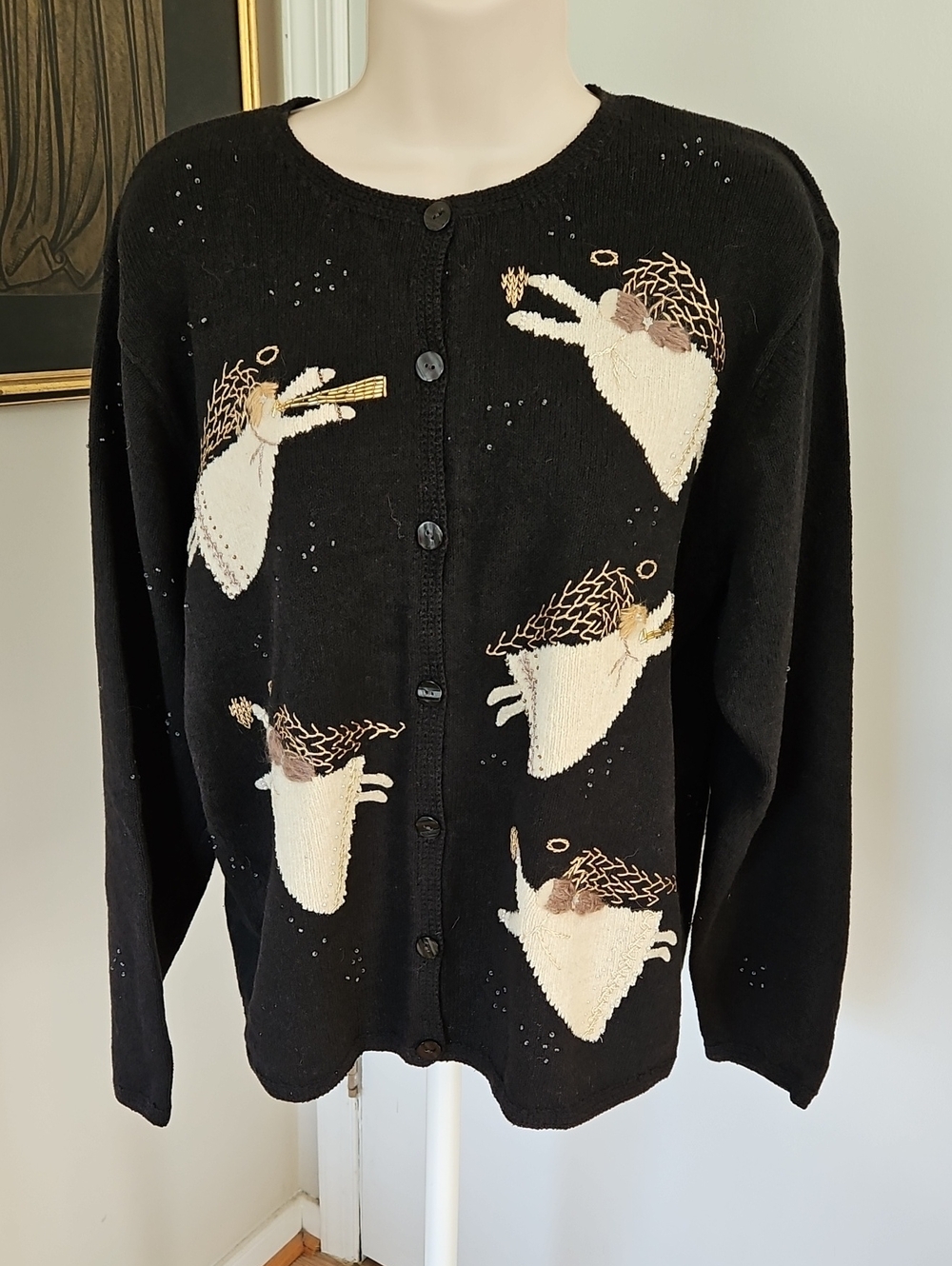 Vintage Talbots Angel Embellished  Sweater Size L